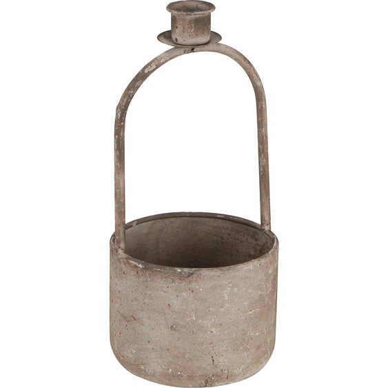 Deko Coupe Bougeoir Gris Antique Rouille Vintage Ø11cm H23,5cm