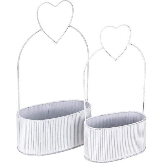 Deko Coupe ovale Métal Coeur Blanc Vintage Set de 2 pièces Décoration de table