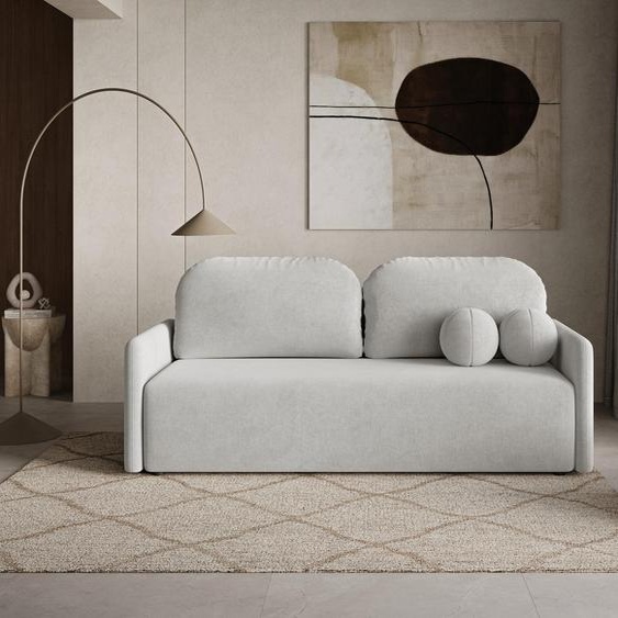 DEKORI Canapé scandinave MALVA - Canapé 3 places en tissu avec coussins ronds - WIND 84 (Gris)