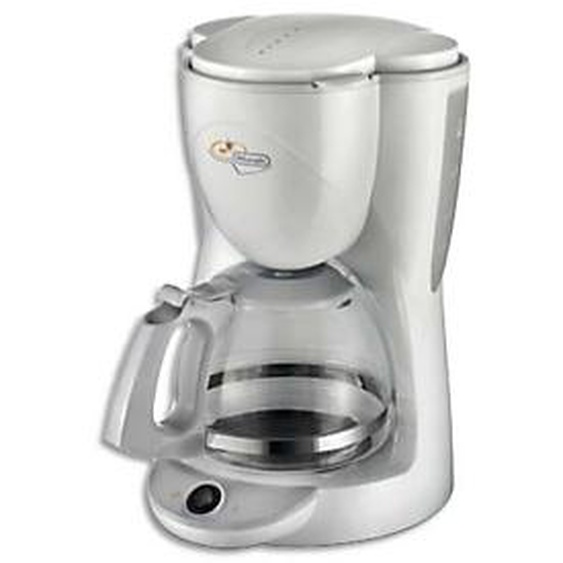 DELONGHI Cafetière à filtre Blanche 1000W, 10 tasses, verseuse verre, anti-gouttes Dim L26 x H35 x P21 cm