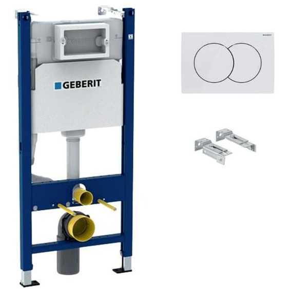 Delta Pack bati-support Geberit Duofix 112cm + plaque de commande blanche Delta01 + fixations murales (111.154.11.2)