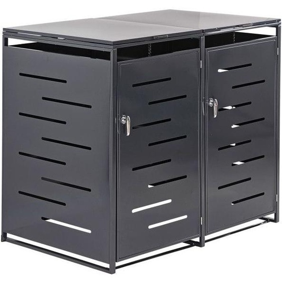Dema Cache poubelle extérieur - pour 2 poubelles - anthracite