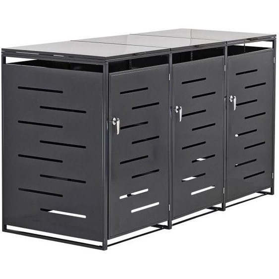 Dema Cache poubelle extérieur - pour 3 poubelles - anthracite