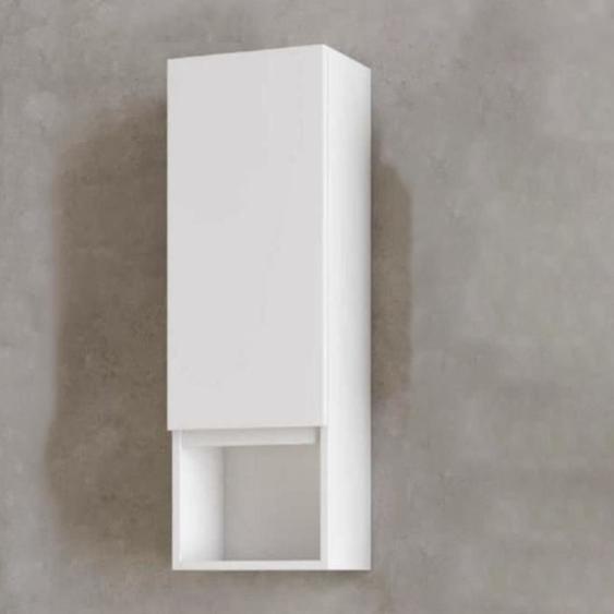 Demi-colonne suspendue 1 porte et compartiment ouvert bas H90 blanc brillant