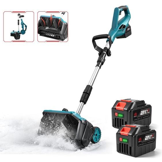 Déneigeuse Électrique Sans Fil 21v, Largeur De Travail De 33cm, Goulotte À Neige Réglable, Comprend 2 Batteries Et Un Chargeur.