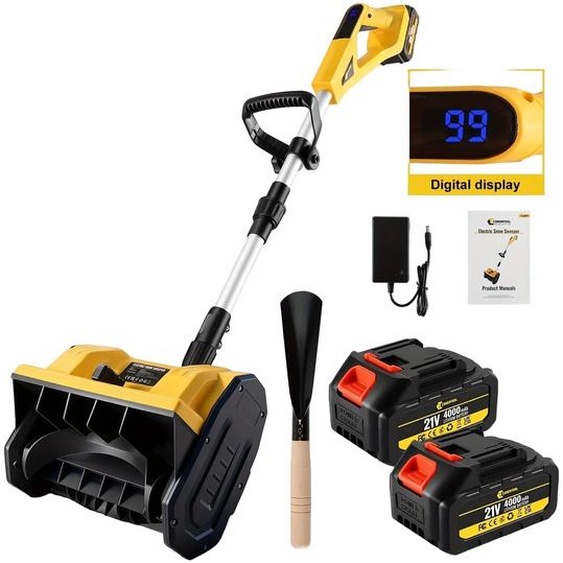 Déneigeuse électrique sans fil avec manche télescopique, batterie 21V et conception légère