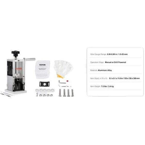 Dénudeur de fil, portable, cadre aluminium, 11,5-25 mm