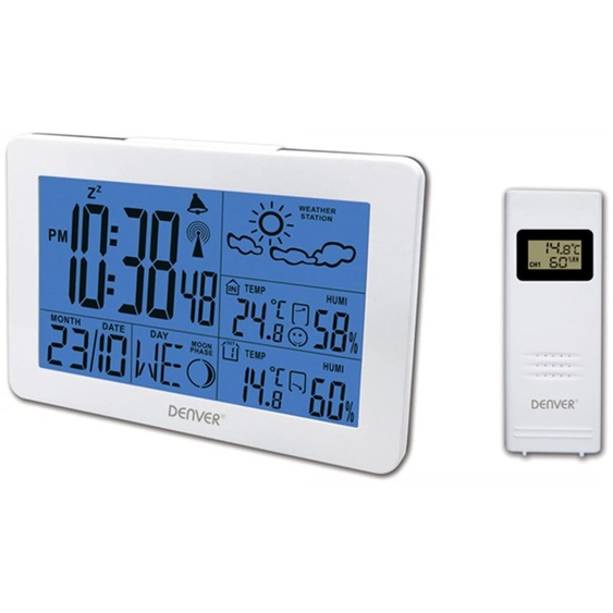 Denver Denver WS-530 Blanc - Station météo avec fonction alarme - intérieur et extérieur - hygromètre - indicateur de fenêtre ouverte - blanc