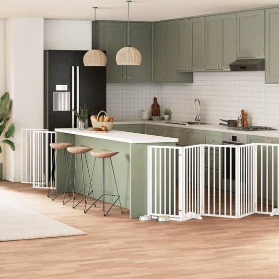 Design 12 pcs. porte pour chien Pliable Blanc 600 cm Bois de peuplier - Niches 2025 Nouveau7029885 3parcel