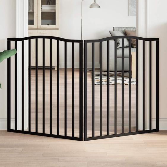Design 2-pièces porte pour chien Pliable Noir 160 cm bois de peuplier - Niche pour chiens 2025 Neu9432990 1parcel