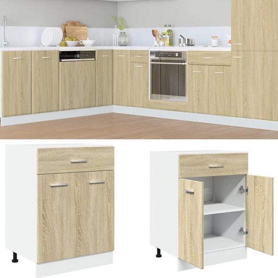Design Meuble bas à tiroirs Chêne Sonoma 60x46x81,5 cm Matériau dérivé du bois, Armoires de cuisine 2024 Nouveau