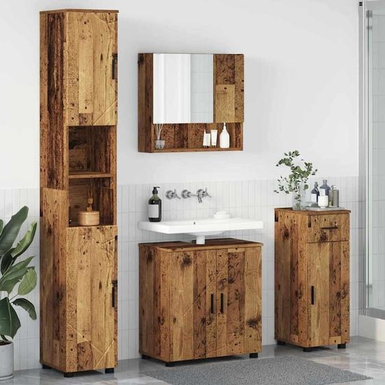 Design Meubles de salle de bains Ensemble 4 pcs vieux bois 61 x 35 x 64 cm Bois composite - Armoires de toilette 2025 Nouveau4023760 4parcel