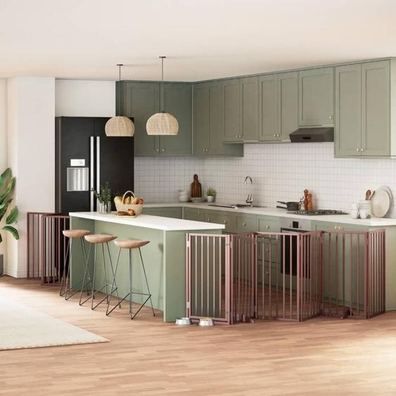 Design New 12-pièces porte pour chien Pliable Marron 600 cm bois de peuplier - Niches Meubles2025 CHY4283637 3parcel