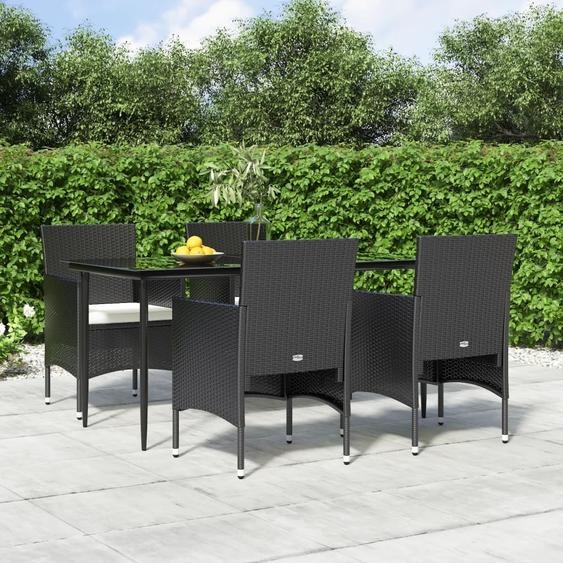 Design New Ensemble de meubles de jardin Balcon Ensemble de 5 pièces de jardin avec coussins Noir - Ensemble de meubles de jardin Möbel2025 CHY9918480 2parcel