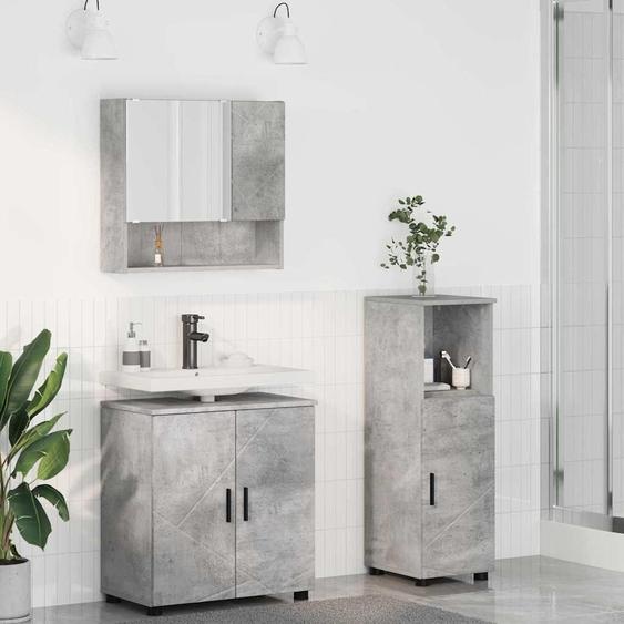 Design New Ensemble de meubles de salle de bains avec porte 3 pcs gris béton 61 x 35 x 64 cm - Armoires de toilette Meubles2025 CHY8064989 3parcel
