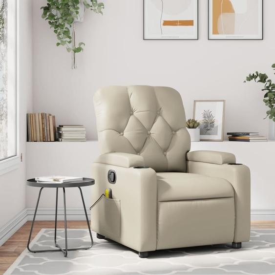 Design New Fauteuil de massage Crème Similicuir - Fauteuil TV & Relax Meubles2025 CHY2260714 1parcel
