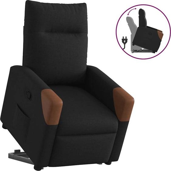 Design New Fauteuil relax avec releveur Noir Tissu - Fauteuil TV jusquà 150 kg CHY377025