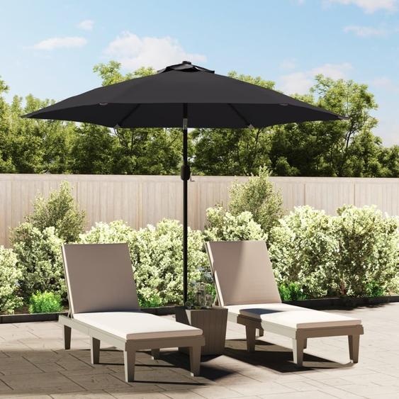 Design New Parasol avec lumières LED et mât en acier 300 cm Noir - Parasols Möbel2025 CHY6794104 1parcel
