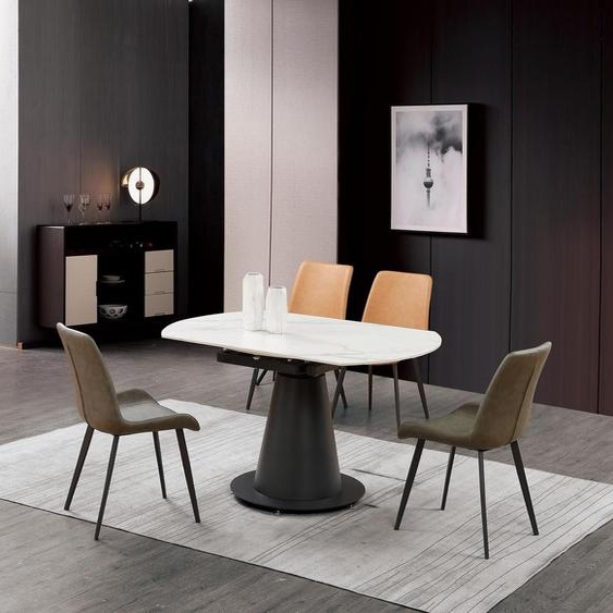 Design Table à manger Table ronde Salle à manger Salon Tables 150x90 Meubles en acier inoxydable