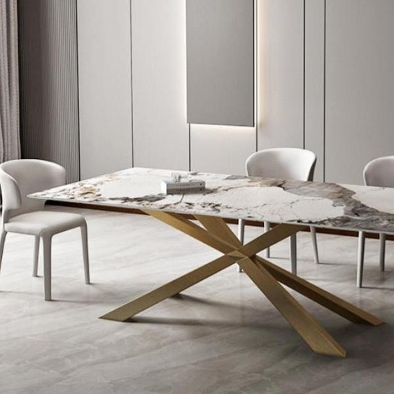 Design tables de salon salle à manger 180x90cm meubles table de salle à manger inox x pieds