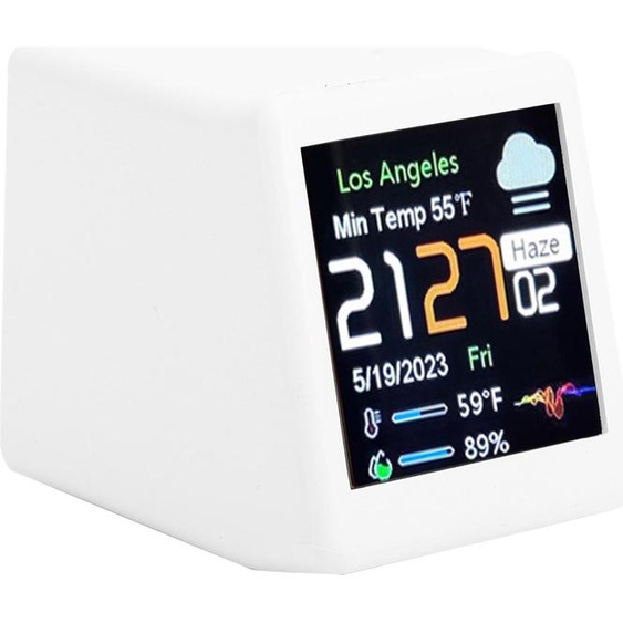 Desktop Electronic Clock LCD Digital Display Calendrier Température Météo Prévision Station supporte WiFi -Networking Blanc