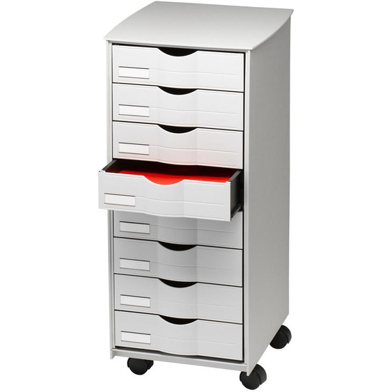 Desserte 8 tiroirs polystyrène - Corps Gris - Tiroirs Gris