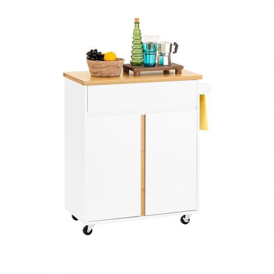 Desserte de Cuisine à roulettes FKW125-WN SoBuy - avec 1 Tiroirs - 4 étages à l’intérieur - Porte-torchon - 74x40x85 cm