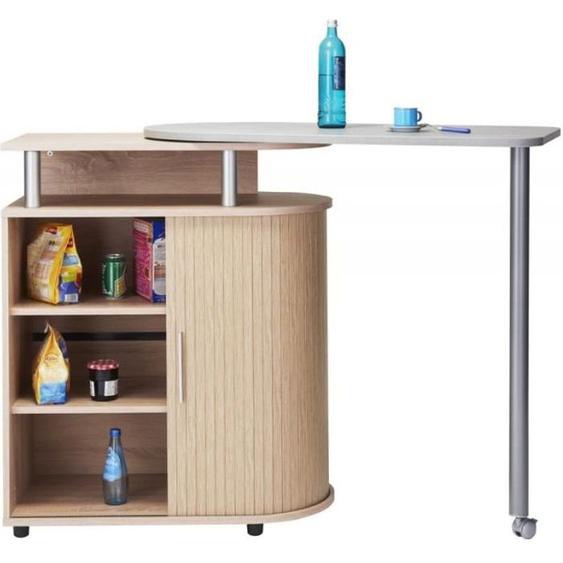 Desserte de Cuisine et Table Pivotante Chêne - L 110 x l 55 x H 105.3 cm