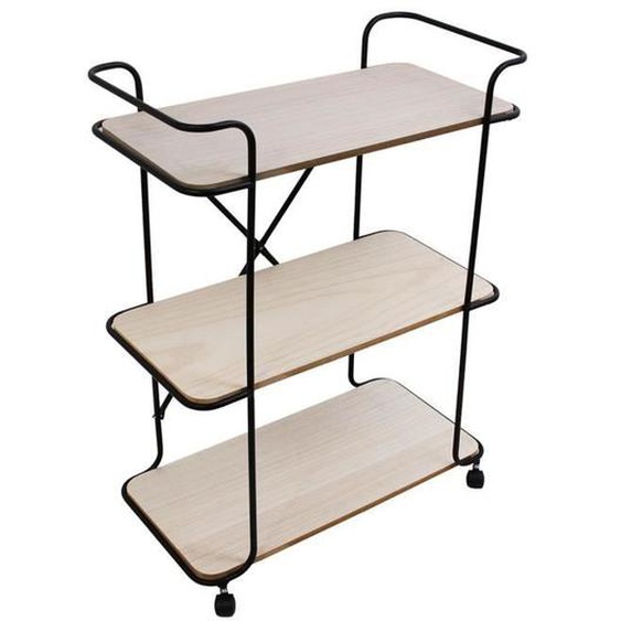 The Home Deco Factory - Desserte de cuisine 3 étages en Métal et MDF Oscar - L.60xH.83cm - Noir
