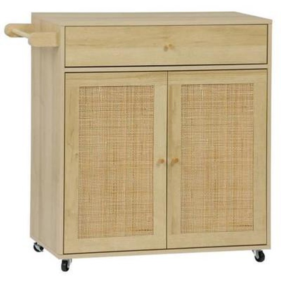 Desserte de cuisine - SWEEEK - BOHEME - Naturel - Vintage - 4 roulettes