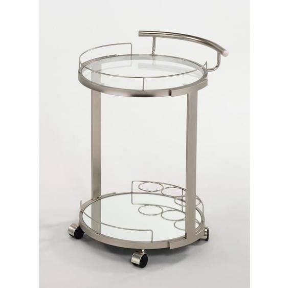 Desserte roulante en acier chromé - verre - Longueur 52,5 x largeur 56 x hauteur 76 cm