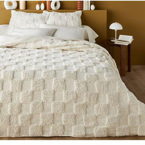 Dessus de lit coton tufté motif damier, Renzo