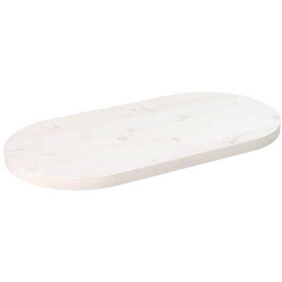 Dessus de table blanc 60x30x2,5 cm bois de pin massif ovale