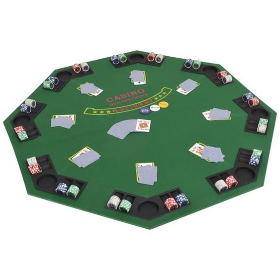 Dessus de table de poker pour 8 joueurs 2 plis Octogonal Vert