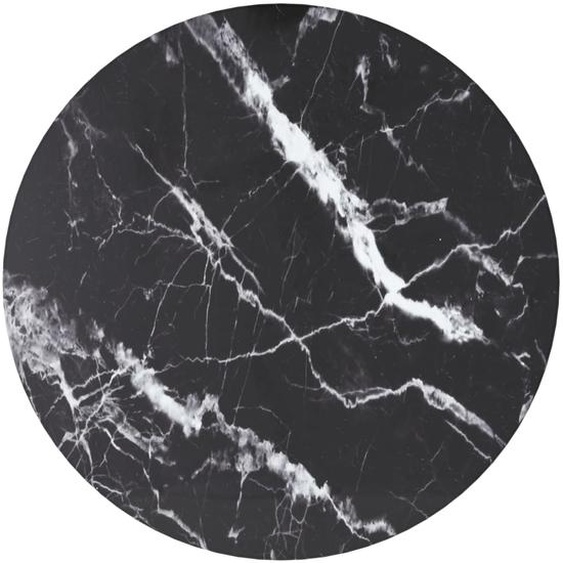 Dessus de table noir Ø30x0,8cm verre trempé avec design marbre