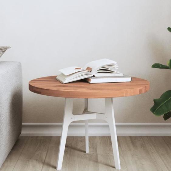 Dessus de table rond en bois massif de hêtre laqué - DIOCHE - DEX - Blanc - 50cm - Rond
