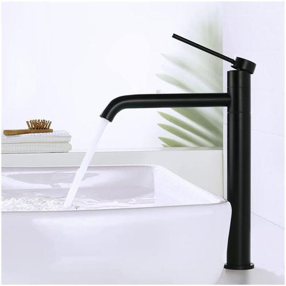 Detbom - Mitigeur de Lavabo Noir Robinet Lavabo Haut pour Vasque Robinet Salle de Bain Pivotant 360° Robinetterie Moderne en Acier Inoxydable pour