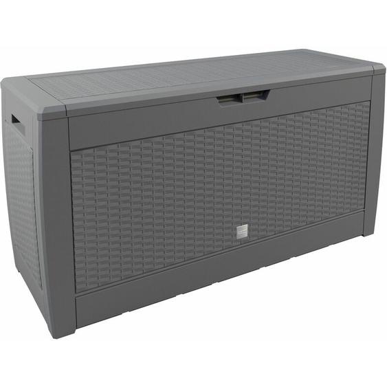 Deuba - Coffre de rangement Malle 310 litres Stockage coussins avec roulettes Extérieur jardin modèle au choix-Aspect rotin - gris