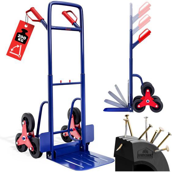 Deuba - Diable repliable extensible Charge max 200kg 6 roues Chariot de transport pliable escalier