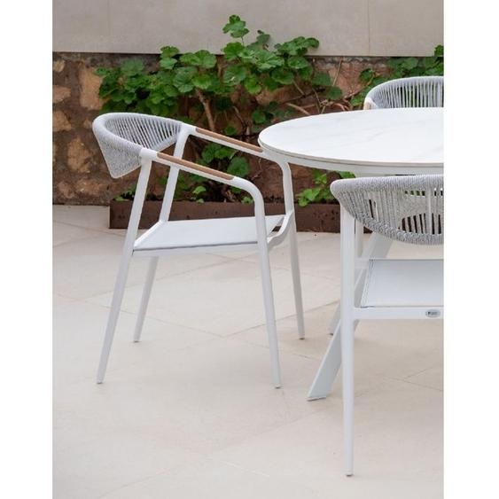 Deux fauteuils de jardin en aluminium - VENUS - finition blanche - tissu textilène blanc - set de 2