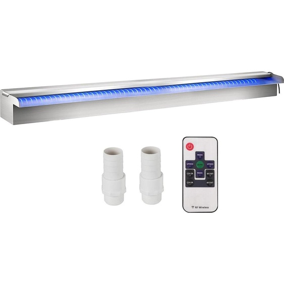 Déversoir de cascade de piscine LED coloré en acier inoxydable 120 x 11,5 x 8 cm
