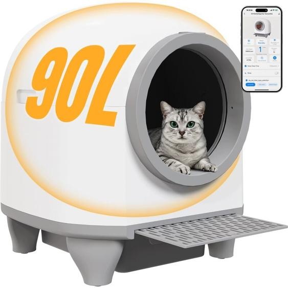 Devoko Litière auto-nettoyante pour chat,Bac à Litière Autonettoyante,élimination des Odeurs,Contrôle APP,Litière Autonettoyante avec Tapis de