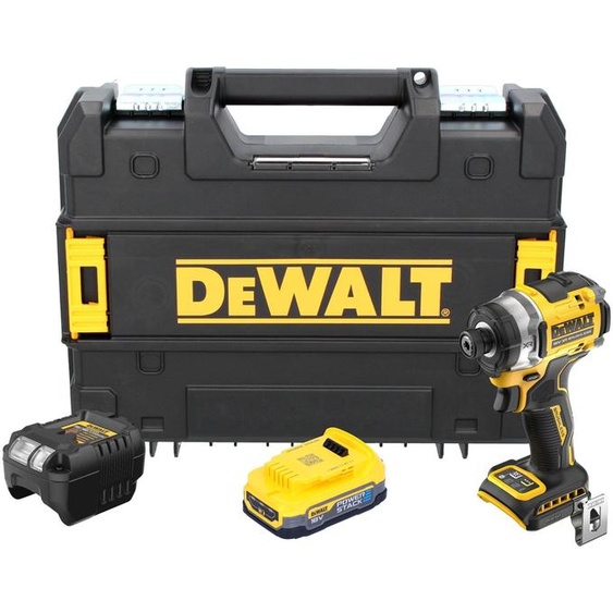 DeWalt DCF 860 E1T Clé à choc sans fil 18 V 282 Nm 1/4 Brushless + 1x batterie Powerstack 1,7 Ah + chargeur + TSTAK