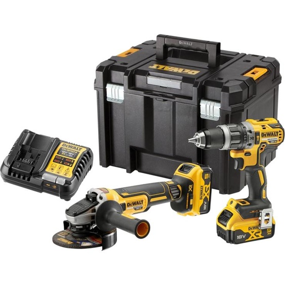 DeWalt DCK 2080 P2T Kit combiné batterie 18 V DCD 796 perceuse-visseuse à percussion + DCG 405 meuleuse dangle + 2x batterie 5,0 Ah + chargeur + TSTAK