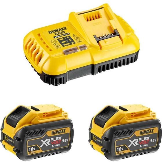 Dewalt - Pack de 2 batteries xr Flexvolt 18V/54V 9Ah/3Ah + chargeur rapide en boite carton DCB118X2-QW
