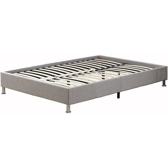 Dewinner - Cadre de lit Plateforme capitonné 31 cm /Sommier /Support à Lattes en Bois /Facile à Monter /Gris foncé (140x190cm)