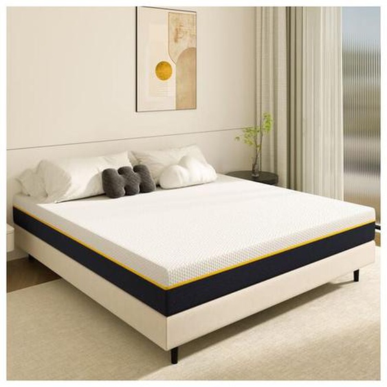 Matelas 140 x 190 cm à mémoire de forme Dewinner Haut 17 cm, Matelas en Mousse à mémoire de Forme, éponge en fibre de charbon de bambou, Double