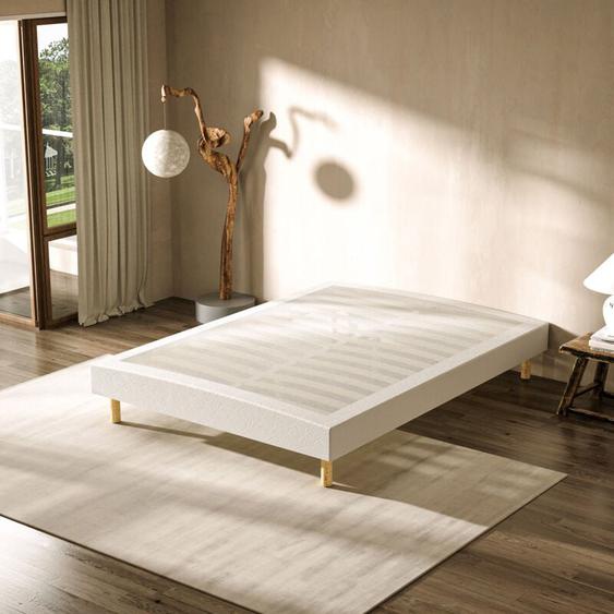 Dewinner - Sommier Tapissier 140x190 cm avec 6 Pieds et 26 lattes, Cadre de Lit pour deux places, Sommiers à Lattes en Bois
