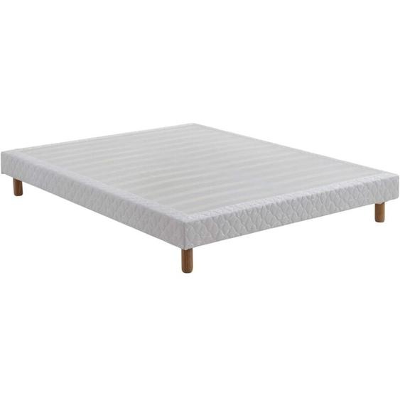 Dewinner - Sommier Tapissier Volige 140x190cm avec Couvre-Lit, Sommiers à Lattes avec 4 Pieds, 26 Lattes