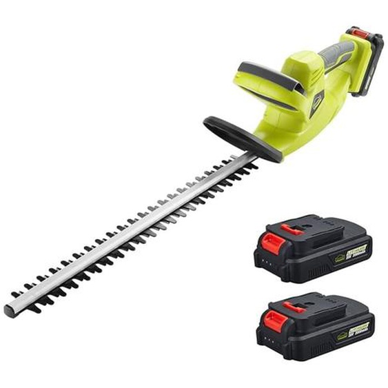 Dewinner - Taille-Haies sans Fil 20V, avec 2X Batterie 2.0Ah et Chargeur, Double Interrupteur et Double Poignée Ergonomique, 65CM Lame Asymétrique
